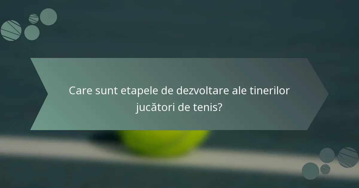 Care sunt etapele de dezvoltare ale tinerilor jucători de tenis?