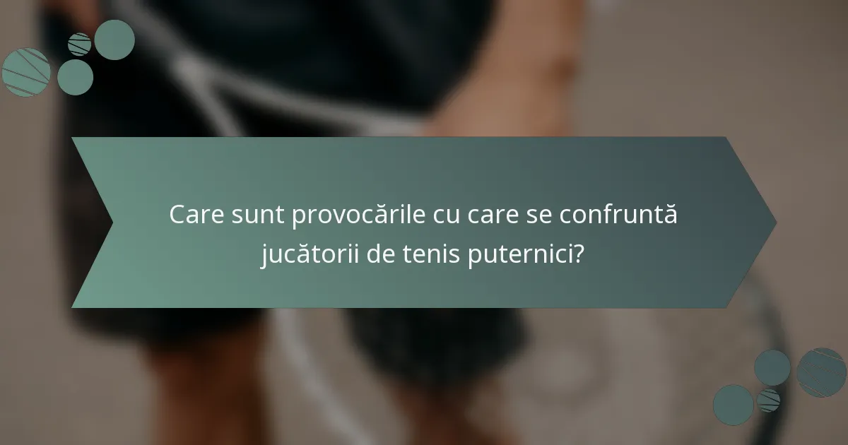 Care sunt provocările cu care se confruntă jucătorii de tenis puternici?