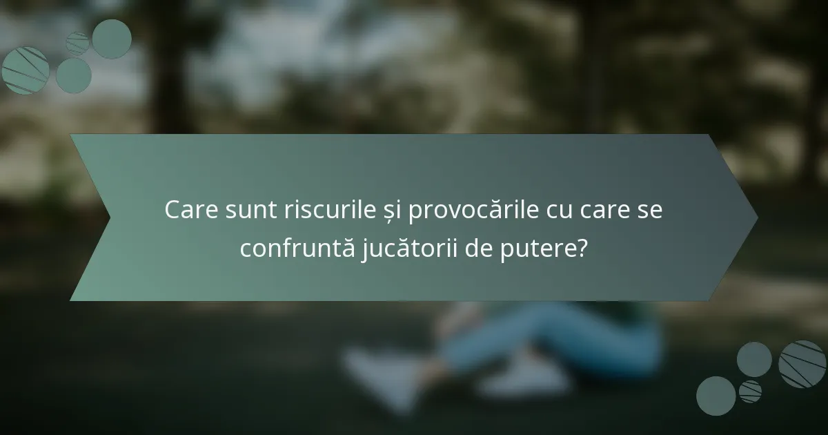 Care sunt riscurile și provocările cu care se confruntă jucătorii de putere?