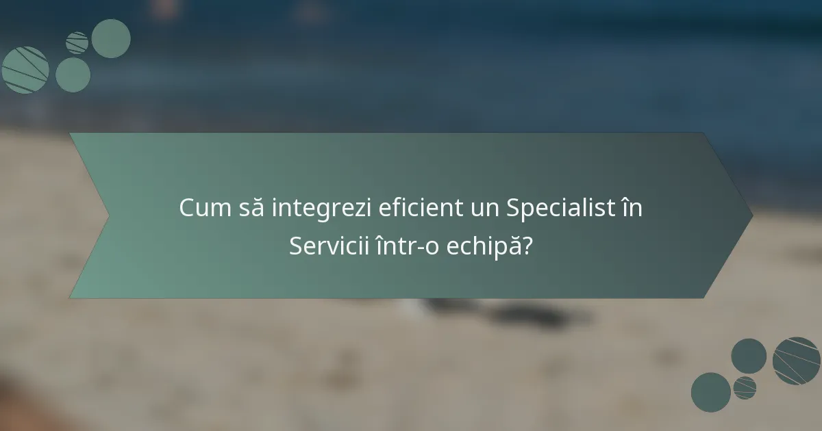 Cum să integrezi eficient un Specialist în Servicii într-o echipă?