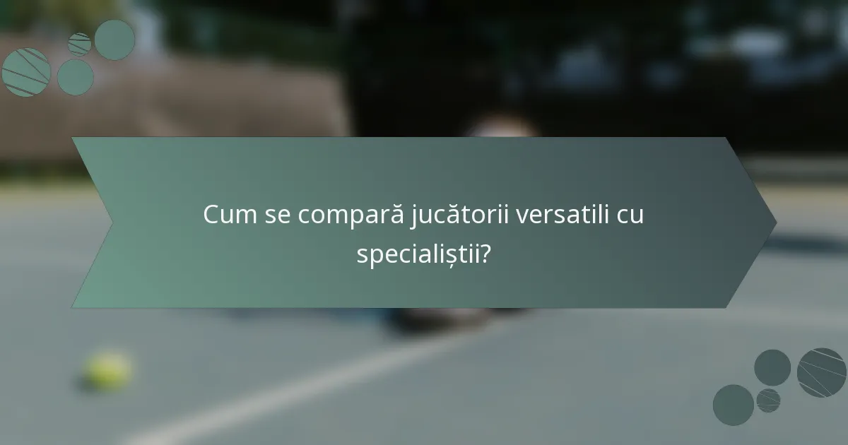 Cum se compară jucătorii versatili cu specialiștii?
